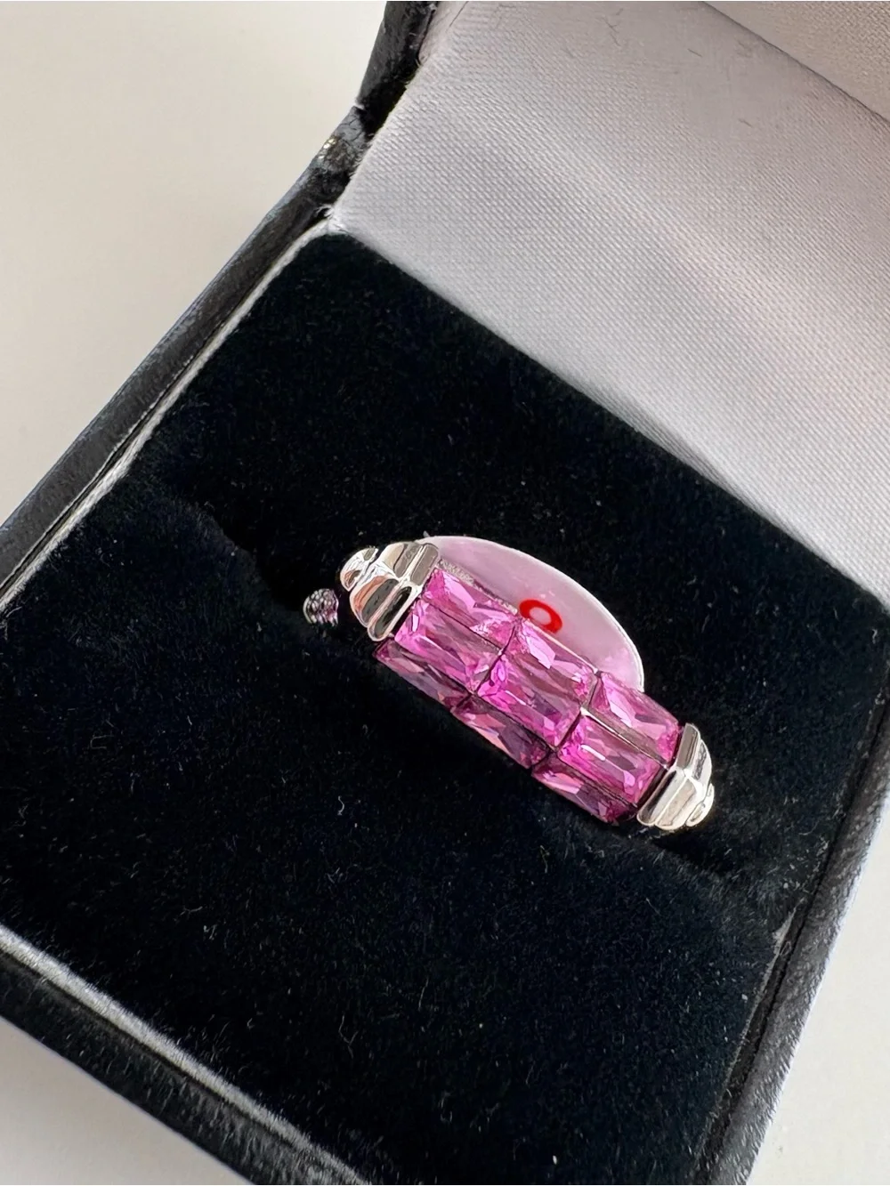 Bomb Party Triple Threat Ring RG88572 Rose Corundum Rhodium Plating